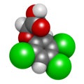 2,4,5-trichlorophenoxyacetic acid 2,4,5-T herbicide molecule. Ingredient of Agent Orange. 3D rendering. Atoms are represented as