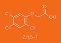 Trichlorophenoxyacetic acid 2,4,5-T herbicide molecule synthetic auxin. Skeletal formula.