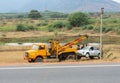 TRICHY, INDIA - FEBRUARY 15: After the accident, the car raise e