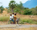 TRICHY, INDIA - FEBRUARY 15: An unidentified three teenage boy r