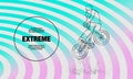 Trick on the BMX bike. Vector outline of extreme cyclist illustration Royalty Free Stock Photo