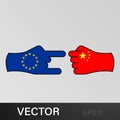 trick eu attack china hand gesture colored icon. Elements of flag illustration icon. Signs and symbols can be used for web, logo,