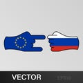 trick eu attack russia hand gesture colored icon. Elements of flag illustration icon. Signs and symbols can be used for web, logo