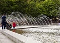 Trick fountains in Alexanderplatz, Berlin Royalty Free Stock Photo