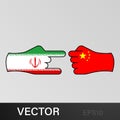 trick iran attack china hand gesture colored icon. Elements of flag illustration icon. Signs and symbols can be used for web, logo