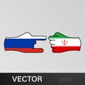 trick russia attack iran hand gesture colored icon. Elements of flag illustration icon. Signs and symbols can be used for web,