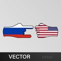 trick russia attack usa hand gesture colored icon. Elements of flag illustration icon. Signs and symbols can be used for web, logo