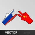 trick russia pending china hand gesture colored icon. Elements of flag illustration icon. Signs and symbols can be used for web,