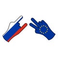 trick russia pending eu hand gesture colored icon. Elements of flag illustration icon. Signs and symbols can be used for web, logo