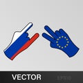 trick russia pending eu hand gesture colored icon. Elements of flag illustration icon. Signs and symbols can be used for web, logo