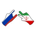 trick russia pending iran hand gesture colored icon. Elements of flag illustration icon. Signs and symbols can be used for web,