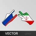 trick russia pending iran hand gesture colored icon. Elements of flag illustration icon. Signs and symbols can be used for web,