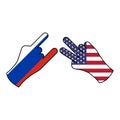 trick russia pending usa hand gesture colored icon. Elements of flag illustration icon. Signs and symbols can be used for web,