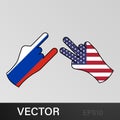 trick russia pending usa hand gesture colored icon. Elements of flag illustration icon. Signs and symbols can be used for web,