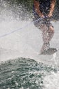 Trick Skier Behind Water Spray Royalty Free Stock Photo