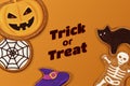 Trick or threat Halloween cookies horizontal advertising banner vector flat illustration