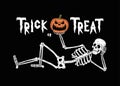 TRICK OR THREAT RESTING SKELETON WITH PUMPKIN JACK-O-LANTERN 1