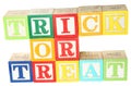 Trick Or Treat in Alphabet Blocks Royalty Free Stock Photo