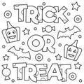 Trick or treat. Coloring page. Vector illustration. Royalty Free Stock Photo