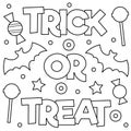 Trick or treat. Coloring page. Vector illustration. Royalty Free Stock Photo