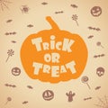 trick or treat halloween background. Vector template for design. Royalty Free Stock Photo