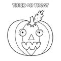 Trick or treat Halloween coloring page with cute pumpkin Royalty Free Stock Photo