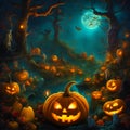 trick-or-treat Halloween image, a pumpkin takes center stage