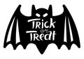 Trick or treat Halloween lettering composition with bat