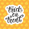 Trick or Treat. Halloween Party Poster with Handwritten Ink Lettering Royalty Free Stock Photo