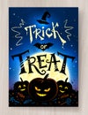 Trick or Treat Halloween postcard design Royalty Free Stock Photo