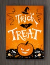 Trick or Treat Halloween postcard design Royalty Free Stock Photo