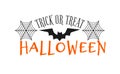 Trick or treat halloween vector illustration with bat and cobweb Royalty Free Stock Photo