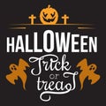 Trick or Treat Happy Halloween ghost lettering logo for invintation