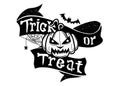 Trick or treat isolated quotes and design elements. holiday illustration. Hand drawn doodle letters