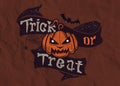 Trick or treat isolated quotes and design elements. holiday illustration. Hand drawn doodle letters