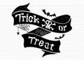 Trick or treat isolated quotes and design elements. holiday illustration. Hand drawn doodle letters