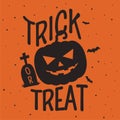 Trick or treat lettering banner for Happy Halloween party vector