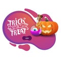 Trick or treat, modern pink greeting banner in the form of smooth lines for your business