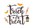 Trick or treat quote. Vector illustration lettering text Royalty Free Stock Photo