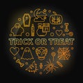 Trick or Treat round yellow outline vector creative illustration Royalty Free Stock Photo