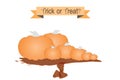 Trick or treat slogan - Halloween pumpkins vector Royalty Free Stock Photo