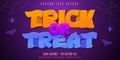 Trick or treat text, halloween style editable text effect on purple textured background