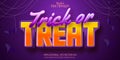 Trick or treat text, halloween style editable text effect on purple textured background