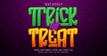 Trick or treat text, horror cartoon editable text effect style