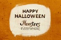 Trick or treat.typography halloween poster with calligraphy on the wall texture. Iinvitation banner