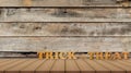 Trick or treat written with wooden letters over brown wood boards surface Royalty Free Stock Photo