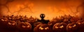 holiday halloween ghost october pumpkin night orange dark black horror. Generative AI. Royalty Free Stock Photo