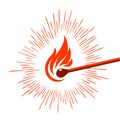 Tricked ignited matchstick, flame and accents graphics