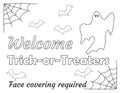TrickorTreatersWelcome Trick or Treaters greeting face covering required coloring page