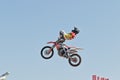 Tricks on a motorcycle jump performed by the athletes during the